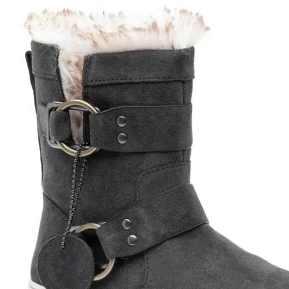 J/Slides NYC Nelly Gray Women Winter Boot Size 8.5 Suede Faux Fur Waterproof New - Picture 9 of 10